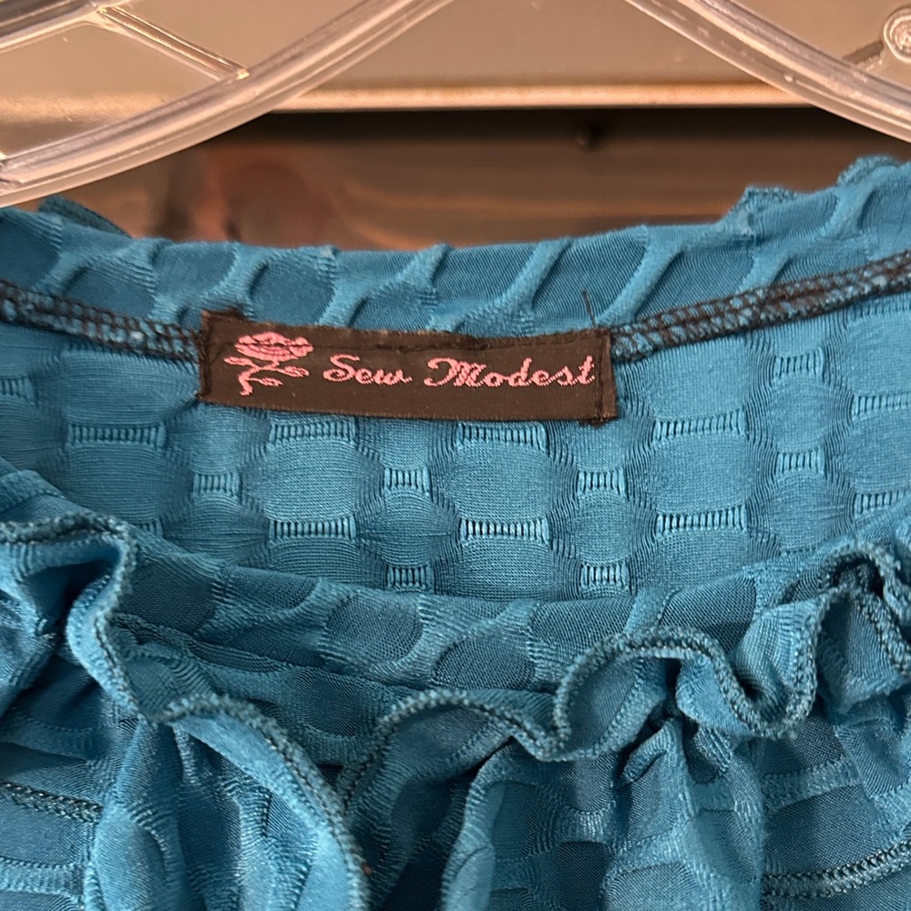 Women’s Teal Ruffle High-Low Dress - Picture 2 of 2